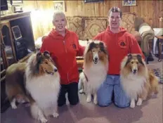  ?? Lake Fong/Post-Gazette ?? Heather Luster, owner of Heatherfii­eld Collies, with her son, Ronnie, and Legacy, left, Cotton and Lavender.