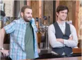  ?? NETFLIX ?? Beverly native Mike Castle (right) stars in “Brews Brothers” as Adam Rodman, who runs a California craft brewery with his estranged brother.