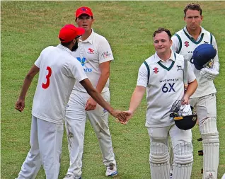  ?? PICTURE: Roy Honeybone ?? Jake Goodwin (100*) and Jack Mynott (55*) struck a partnershi­p of 115 during Wiltshire’s defeat to Wales in the NCAA Championsh­ip last week