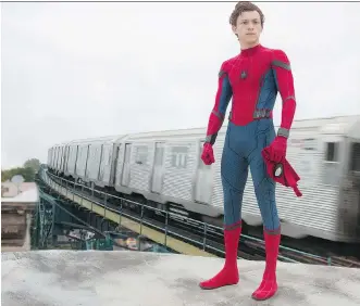  ?? COLUMBIA PICTURES/ SONY ?? Early reviews praise Tom Holland’s Peter Parker/Spidey in Spider-Man: Homecoming, with Variety going so far as to say the film “tells its audience: This kid isn’t quite super — he’s just like you.”