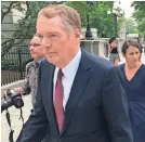  ?? LUIS ALONSO LUGO/AP ?? United States Trade Representa­tive Robert Lighthizer walks to the White House. President Donald Trump says the prospects are good for an agreement that could lead to a North American Free Trade Agreement overhaul.