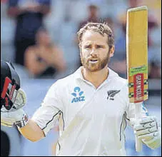  ?? REUTERS ?? Kane Williamson celebrates after reaching his century.