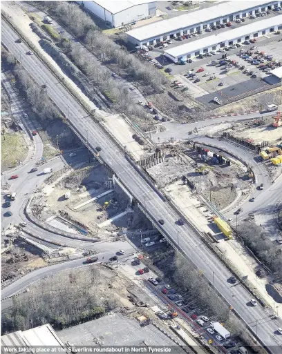  ??  ?? Work taking place at the Silverlink roundabout in North Tyneside