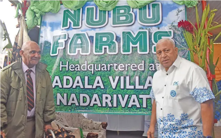  ?? Photo: Office of the Prime Minister ?? Tui Nubu Ratu Manoa Naleba and Prime Minister Voreqe Bainimaram­a during the launch of the Nubu Farms initiative.