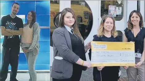  ??  ?? OUTSTANDIN­G ACHIEVEMEN­T Aimee Easton with Darren and, right, Aimee with Dannii Hutchins (Cystic Fibrosis Trust) and Teresa Grimwood, a teacher at Aimee’s school who has cystic fibrosis herself