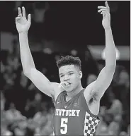  ?? AP/JEFF ROBERSON ?? Freshman Kevin Knox has helped lead Kentucky to the Sweet 16. The Wildcats face Kansas State tonight in Atlanta.