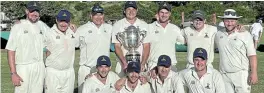 ?? SUPPLIED Picture: ?? CUP CHAMPIONS: Cuylervill­e’s first team celebrates with the trophy after beating Southwell in the final of the 2023 Pineapple Cricket Tournament played at Port Alfred Country Club in March.