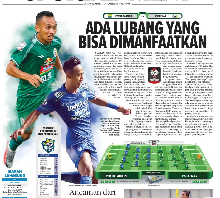  ??  ?? ON FIRE: Beckham Putra dan Irfan Jaya diharapkan bisa memberikan umpan-umpan matangnya ke striker Persib Bandung dan PS Sleman dalam pertanding­an nanti malam.