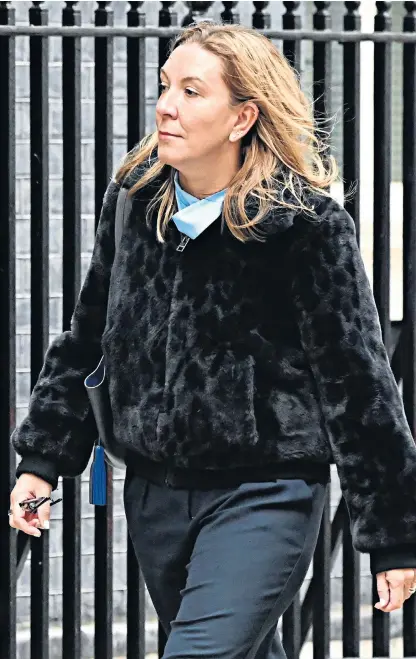  ?? ?? Antonia Romeo, permanent secretary to the Ministry of Justice, seen in Downing Street yesterday. Below, Dan Rosenfield, who cancelled a regular staff meeting, leading to ‘rumours of what that means’, according to one government source