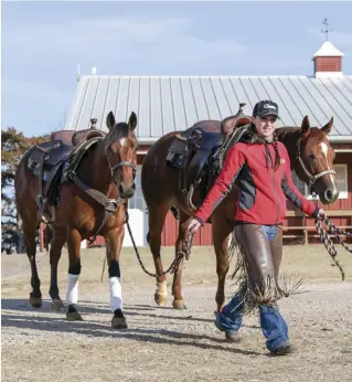  ??  ?? Erin Taormino, reserve champion in the open division of the 2016 NRCHA Futurity, says she enjoys being a minority “and being successful anyway. It’s almost more rewarding—especially being a mom.” The trainer gave birth to a baby boy in February of this year.