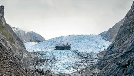  ??  ?? Franz Josef is the steepest, fastest moving glacier in New Zealand. It was once recorded moving four metres in a day.