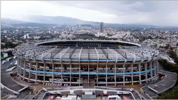  ?? AP PHOTO BY CHRISTIAN PALMA ?? Mexico’s Azteca Stadium is seen from above, in Mexico City, Tuesday, Nov. 13.