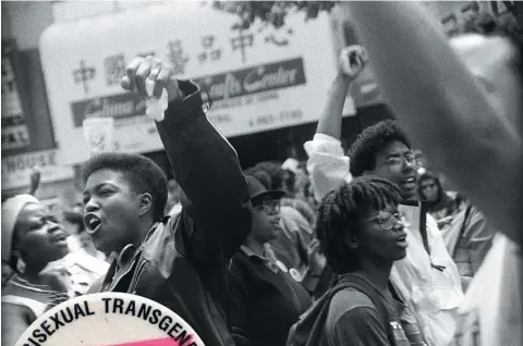  ?? PHOTO BY H. LENN KELLER ?? ABOVE: “Black Lesbian Contingent, San Francisco Pride Parade,” June 1991