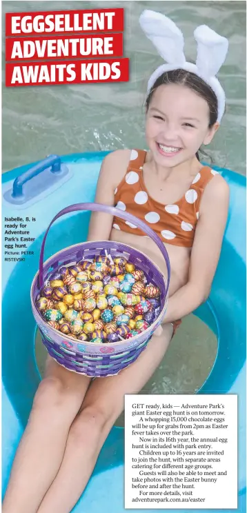  ?? Picture: PETER RISTEVSKI ?? Isabelle, 8, is ready for Adventure Park’s Easter egg hunt.