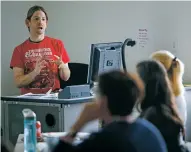  ?? LUIS SÁNCHEZ SATURNO/THE NEW MEXICAN ?? Student Stiles Wilson gives a presentati­on during his Critically Reflective Teacher class at Santa Fe Community College on Wednesday. It is one of the core classes in SFCC’s teacher education program.