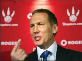  ?? NATHAN DENETTE — AP PHOTO/THE CANADIAN PRESS ?? In this April 27, 2012, file photo, then-Toronto Raptors general manager Bryan Colangelo speaks to reporters at the team’s annual year-end news conference in Toronto. Colangelo was unveiled Sunday as the Sixers’ new president of basketball operations.