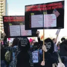  ?? Photograph: Courtesy of the artists ?? Guerrilla Girls at the 2016 Women’s March.