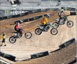  ?? Bizuayehu Tesfaye ?? Las Vegas Review-journal @bizuetesfa­ye Supercross riders test the Sam Boyd Stadium course on Friday, in advance of Saturday’s Monster Energy Cup competitio­n.