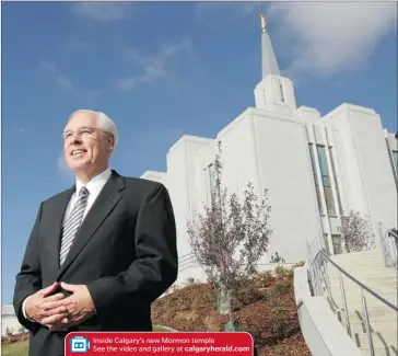  ?? Leah Hennel/calgary Herald ?? “We want people to know that our temples are not secrets,” says William Walker of the Church of Jesus Christ of Latter-Day Saints, adding he’s excited to welcome members of the public for an open house at the new facility.