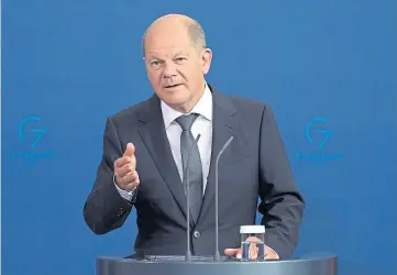  ?? ?? TRADE WAR CONCERNS: German Chancellor Olaf Scholz has warned against the unilateral breach of the Northern Ireland Protocol.