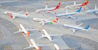  ?? Picture: REUTERS/FILE ?? An aerial photo shows Boeing 737 MAX aircraft at Boeing facilities at the Grant County Internatio­nal Airport in Moses Lake, Washington.