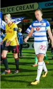  ??  ?? Jo Potter leads the Royals out at Adams Park