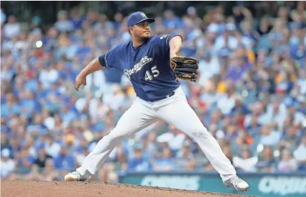  ?? GETTY IMAGES ?? Brewers starter Jhoulys Chacín allows one run on two hits in 52⁄3 innings and improves to 9-3.