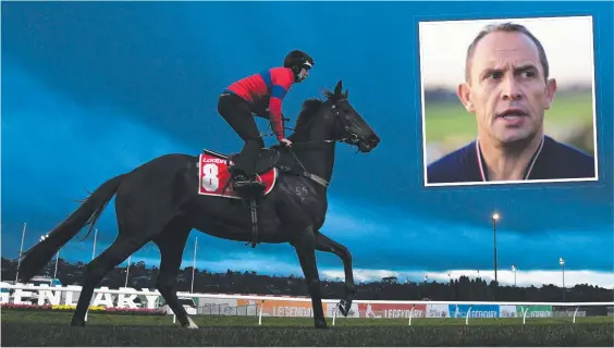  ?? ?? Damian Lane riding at Moonee Valley on October 19. INSET: Master trainer Chris Waller. Photos: Getty Images