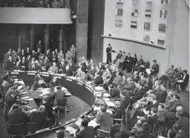  ?? STF / AGENCE FRANCE-PRESSE ?? La Déclaratio­n universell­e des droits de l’homme a été adoptée lors de la troisième session de l’Assemblée générale des Nations unies, qui s’est déroulée entre septembre et décembre 1948, au palais Chaillot, à Paris.