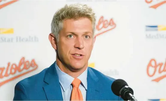  ?? JULIO CORTEZ/AP ?? Although Orioles executive vice president and general manager Mike Elias might have been able to add to a team that enters Friday 1 ½ games out of a playoff spot at 54-51, he said he did not want to do so at the risk of jeopardizi­ng the organizati­on’s long-term plans.