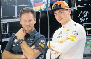  ?? Picture: REUTERS/EDGAR SU ?? QUICK OFF THE MARK: Red Bull’s team principal Christian Horner, left, has backed his driver Max Verstappen to take the overall title in this year’s Formula One Grand Prix season.