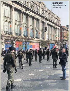  ??  ?? DISGRACE Saoradh march yesterday