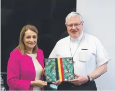  ?? ?? Townsville Mayor Jenny Hill with Archbishop Charles Balvo.