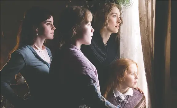 ?? COLUMBIA PICTURES ?? Greta Gerwig’s Little Women — starring actresses Emma Watson, left, Florence Pugh, Saoirse Ronan and Eliza Scanlen — is the only film about women and made by women to earn an Academy Award nomination for best picture this year. While Gerwig was not nominated in the directing category, Ronan and Pugh earned acting nods.
