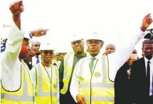  ?? Photo: ?? From left: Managing Director, Inland Container Nigeria limited, Alhaji Ismail Yusuf; Gov. Nasir El-Rufai of Kaduna State; Executive Secretary/ CEO Nigeria Shippers Council, Barr. Hassan Bello; and Minister of Transporta­tion, Rotimi Amaechi at the...