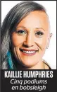  ??  ?? KAILLIE HUMPHRIES Cinq podiums en bobsleigh