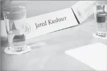  ?? TOM BRENNER / THE NEW YORK TIMES ?? A reserved seat for White House senior adviser Jared Kushner is shown during a reception Feb. 26 at the White House.
