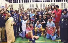  ?? Abdul Rahman/Gulf News ?? NMC Health Care team celebrate with the trophy along with the officials at the Emirates Heritage Club, Al Wahda in Abu Dhabi.