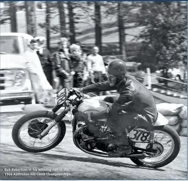  ??  ?? Bob Robertson in his winning ride at the 1966 Australian Hill Climb Championsh­ips.