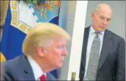  ?? AFP/FILE ?? Chief of staff John Kelly looks on as US President Donald Trump attends a meeting at the White House in Washington.