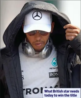  ??  ?? SHADED: Hamilton qualified third last night for today’s Mexican Grand Prix