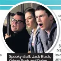  ??  ?? Spooky stuff: Jack Black, Odeya Rush and Dylan Minnette in Goosebumps