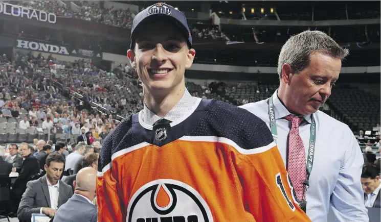  ?? BRUCE BENNETT/GETTY IMAGES ?? Goaltender Olivier Rodrigue is the son of Edmonton Oilers goaltendin­g developmen­t coach Sylvain. He was drafted 62nd overall by the Oilers on Saturday.