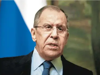  ?? EUROPEAN PRESSPHOTO AGENCY YURI KOCHETKOV/ ?? Russian Foreign Minister Sergey Lavrov called sanctions imposed Thursday by President Biden “absolutely unfriendly and unprovoked.” Russia retaliated Friday to sanctions by the United States.