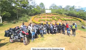  ?? ?? Thirty-two members of the Zimbabwe Free Riders Associatio­n thronged Mutare on Saturday for an anti-drugs campaign.