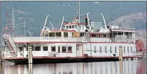  ?? Herald file photo ?? The Fintry Queen is seen at anchor in Kelowna’s Sutherland Bay in 2013. The owner is seeking approval to operate cruises from a yet-tobe constructe­d dock on the Penticton waterfront.