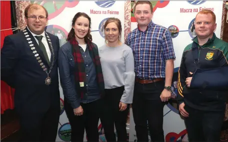  ??  ?? With President James Healy at the Macra Quiz were Macra Togher - Claire Casey, Shauna Markey, Bernard Byrne and Blaine Feeley.