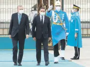  ??  ?? President Recep Tayyip Erdoğan (L) and Libyan Prime Minister Abdul Hamid Dbeibah in Ankara, Turkey, April 12, 2021.