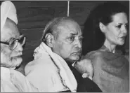  ??  ?? P.V. Narasimha Rao with Dr Manmohan Singh and Sonia Gandhi.