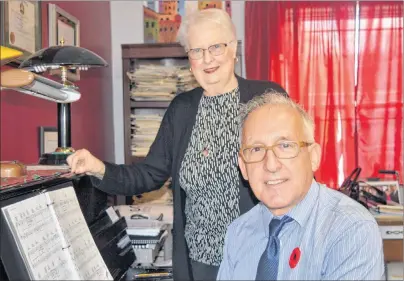  ?? ELIZABETH PATTERSON/CAPE BRETON POST ?? Dr. Kevin Orrell is shown at the piano while music teacher Shauna Doolan stands during a rehearsal for a Wartime Singalong in Celebratio­n of the Centenary Anniversar­y of Armistice Day at St. Matthew Wesley Church, North Sydney on November 10 at 7:30 p.m.